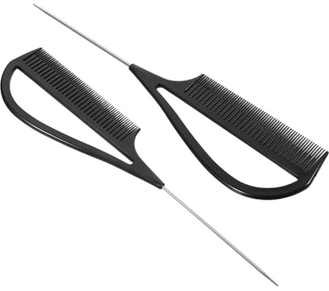MAGICLULU Peine para Teñir Raya 2 Piezas Tamaño Compacto Punta Acero Precisión para Mujeres Profesionales Peluquería y Trenzado Cabello Negro
