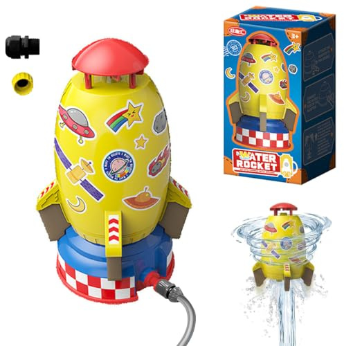 Rocket Wassersprinkler Outdoor,Water Rocket Sprink,Wassersprinkler,Garten Wasserstrahl Rakete,Outdoor Wasserspielzeug Sprinkler für Kinder Raketenform,Rasen,Garten,Pool-Party