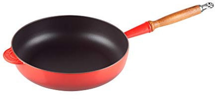 LE CREUSET Sartén Alta de Hierro Fundido, Redonda, diametro 28 cm, Apto para Todas Las Fuentes de Calor, Incluso inducción, Cereza