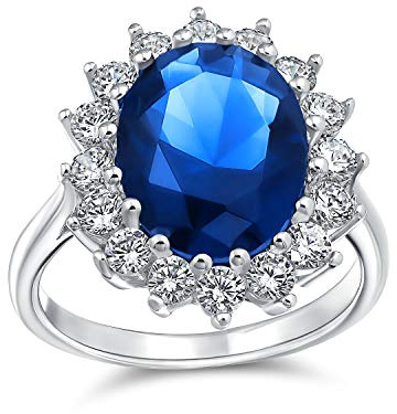 Vintage Style 4CT Königsblau Zirkonia simulierter Saphir AAA CZ Krone Halo Oval Cocktail Statement Verlobungsring für Frauen in .925 Sterling Silber