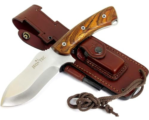 JEO-TEC Nº35 - Cuchillo de Bushcraft Campo Supervivencia Caza Monte Outdoor - Acero Inoxidble MOVA - HRC 56-58 - Fabricado en España