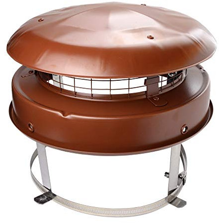 StoveMaestro Anti downdraught chimney pot cowl bird guard Terracotta colour, strap fix