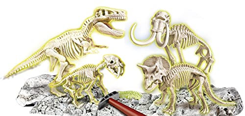 Clementoni Archeo Ludic Set – byte och rovdjur barn 7 år + | vetenskaplig gåva | paleontologiset med skeletter som lyser i mörkret | pedagogisk aktivitet | förstärkt verklighet