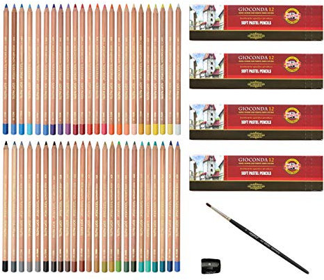 Koh-I-Noor Pastellstifte Gioconda mit Spitzer und Pastell Pinsel 48 Stück