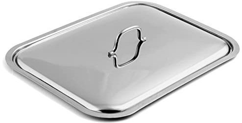 Home Casalinghi Metallo Rechteckiger Deckel aus Edelstahl, 40 x 28 cm. Coperchio Rettangolare, Inox, Acciaio Inossidabile, Standard, Medium