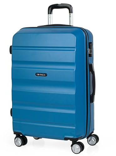 ITACA - Maleta Mediana con 4 Ruedas Giratorias para Viajes Largos Tipo Trolley Ideal como Maletas de Viaje Grandes 23 Kilos y Maleta Viaje Mediana Resistentes, Azul