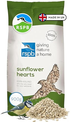 RSPB - Sunflower Hearts for Birds, High Energy and Protein, Wild Bird Food, Husk Free, Delicious and Nutritious, Made in the UK (900g)