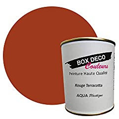 BOX DECO COULEURS Peinture meuble plastique à base de laque acrylique aspect satin Aqua Plastique - 750 ml, Rouge Terracotta