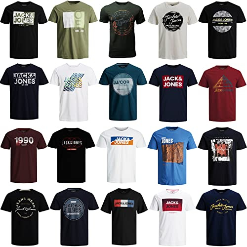 JACK & JONES T Shirt Herren 3er 6er 9er Mix Pakete Rundhals Tee Baumwollmix