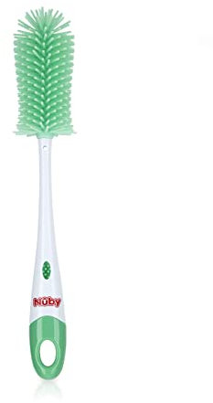 Nuby Soft Non-Scratch Silicone Bristle Bottle & Nipple Brush with Looped Handle, Aqua