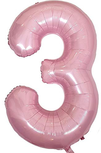 DIWULI Ballong 3:e födelsedag XXL Rosa Folieballong 3 Nummer 3 Ballong 3 år Födelsedagsdekoration 3:e födelsedag Helium Festdekoration Pojke Flicka Nummer Ballongdekoration Nummer Ballong Stor
