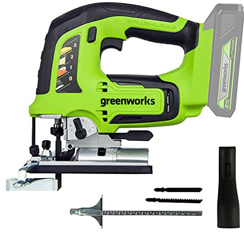 Greenworks GD24JS Akku Stichsäge, 3000spm, verstellbarer Sockel bis 45°, Saugaufsatz OHNE 24V Akku & Ladegerät, 3 Jahre Garantie