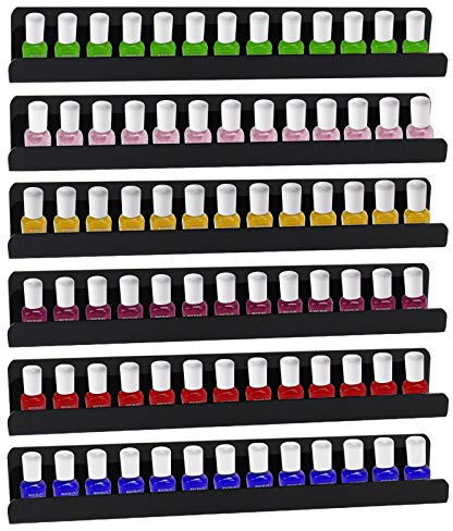 DAWOO Multi-Purpose Transparent Acrylic Shelfs,be Used Nail Polish Display Stand, Essential Oil Storage Rack,Picture Ledge Shelf or Kitchen Spice Rack(5.5X40CM-6 Pack)