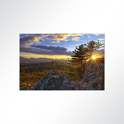LYSEL® Absorberbild - Sonnenuntergang in den Bergen 80x60x5,5cm - Akustikbild Schallschlucker mit 50mm Schaumstoff aus Basotect® G+