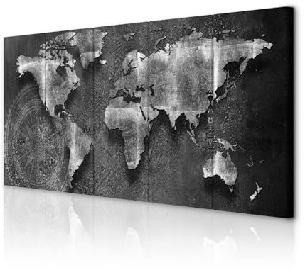 decomonkey Wandbilder Weltkarte 200x80 cm 5 Teilig Wandbild Groß Wohnzimmer | Leinwandbild XXL, Deko, Schlafzimmer, Büro, Wanddeko, Leinwand, Pictures For Wall, Poster, Wall Painting, Modern, Landkarte