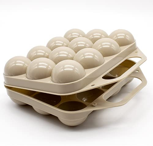 CABLEPELADO Organizador Huevos para frigorífico, Organizador Huevera Frigorífico, Huevera de plástico, Caja Huevos transporte, Cesta para Huevos, egg box, Plástico Libre de BPA, Con cierre, Beige