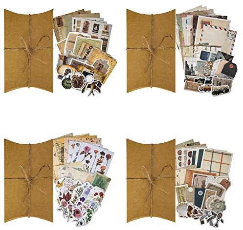 Vintage Scrapbooking Papier, Retro Aufkleber Tagebuch, Scrapbook Washi Stickers Set, Journaling Papier Zubehör für Dekoration Sammelalbum DIY Handwerk Kunst Fotoalbum, 120 Stück