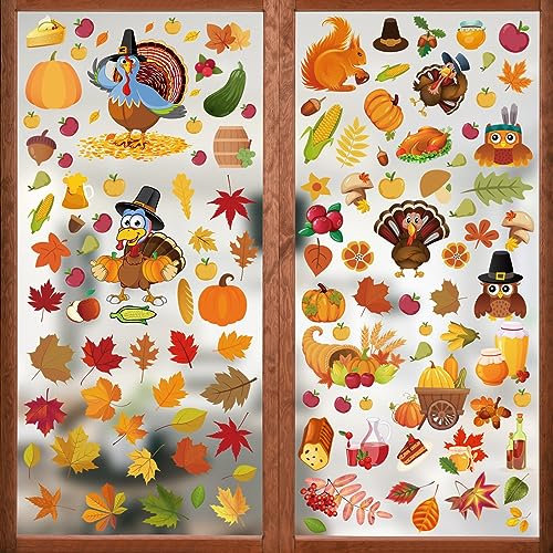 9 Feuilles Thanksgiving Fenêtre D'autocollants, D'automne Fenêtre Images, Feuilles D'érable Décoration, Feuilles D'érable, Fenêtre Autocollant pour Thanksgiving Fête Automne Décoration Saisonnière(A)