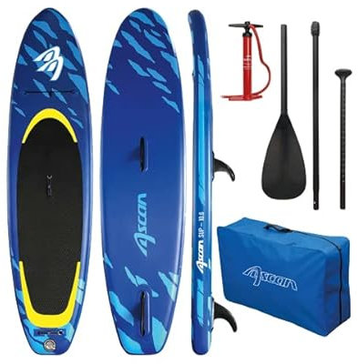 Ascan Wind SUP Board Set 10,6 Allroundboard mit Windsurfoption Windsup kpl. mit 3tlg. Alu Paddel%NEU%, Blau