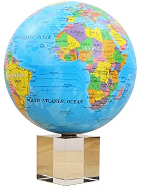 WAxd Globo del Mondo Luminoso con Rotazione Automatica Creativa con Base in Cristallo Trasparente Globo terrestre per Bambini Decorazione con Diametro di 5,9 Pollici