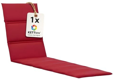 KETTtex Auflage Relaxliege rot I Gartenliege Polster 200x60x3cm I hochwertige & Pflegeleichte Liegenauflage I Wetter- & formbeständige Liegen-Auflage I Trendy Liegestuhlauflage