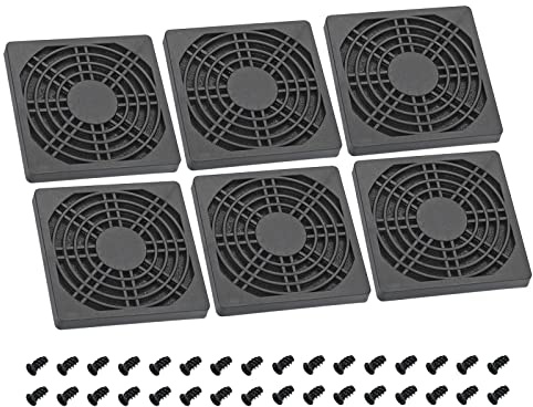 PATIKIL 85 mm kylfläktfilter med skruv, 6-pack ABS-ventilationsgrillskydd för fläkt skyddskåpa gör-det-själv, svart