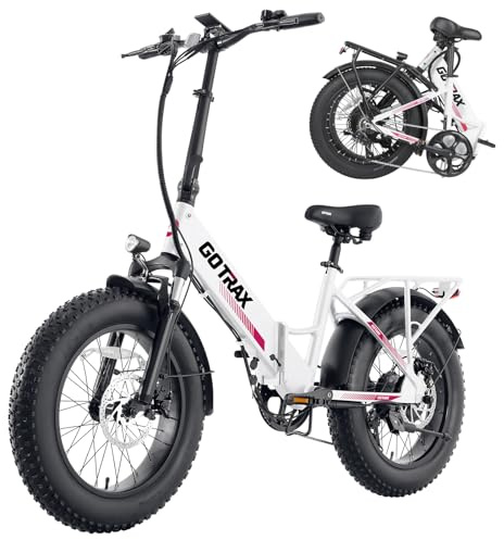 Gotrax R2 20 Folding Electric Bike with 55 Miles (Pedal-assist1) by 48V Battery, 20Mph Power by 500W, LCD Display and 5 Pedal-Assist Levels, 7-Speed & Front Shock Absorber for Off-Road Bicycle White