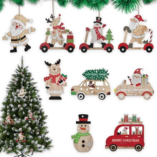 GAROMIA 27 Stücke Holz Weihnachtsdeko Anhänger Weihnachten Holzanhänger Holz Weihnachtsanhänger Anhänger Hängeornamente Weihnachten Deko für Weihnachtsbaum Party Dekor