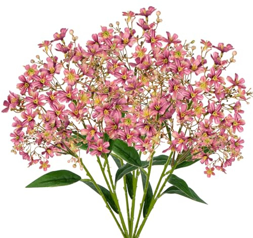 Hollyone 3PCS Künstliche Blumen Wie Echte Dekorative Blume Rosa Daphne Blossom 72CM Lange Stiele Biegsame Gefälschte Blumen Zweige für Blumenarrangement Sträuße Heimdekoration
