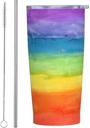 Vasos personalizados, tazas de acero inoxidable personalizadas de 20 onzas, taza de café de viaje aislada con tapa y botella de agua con pajilla, regalo personalizado para familiares y amigos, arte