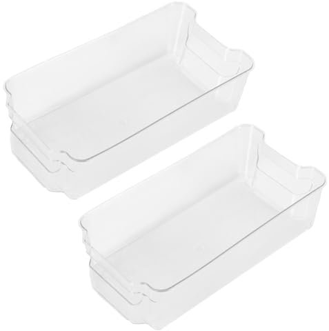 OHS 2 x Fridge Drawers Organisers Plastic, Fresh Food Fruit Vegetables Fridge Freezer Organisers for Kitchen Pantry Cabinet Storage Containers Easy to Clean, Small