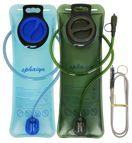 Hydration Bladder 2L-3L Water Storage Bag Reservoir,Military Hydration Pack Replacement for Hiking Biking Climbing Cycling Running Camping Backpack with Clean Flexible Brush (3L-Green+Blue)