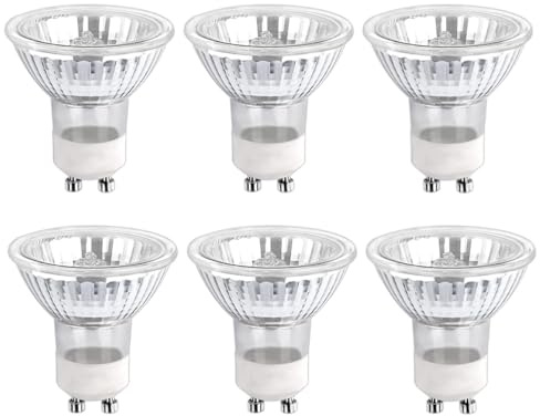 ShuoHui GU10 Halogenstrahler, 6 Stück Halogen Leuchtmittel Dimmbar Warmweiß, 230V 25W/35W/50W Halogen Reflektor für Wachswärmer, Scheinwerfer, Schienenlicht, Kerzenwärmer Licht (25 Watt)