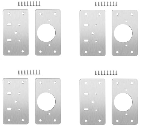Dihl Cupboard Door Hinge Repair Plates, 4 Sets, Stainless Steel | Stainless Steel, Kitchen Cabinet Furniture Wardrobe Repair Plate Kit
