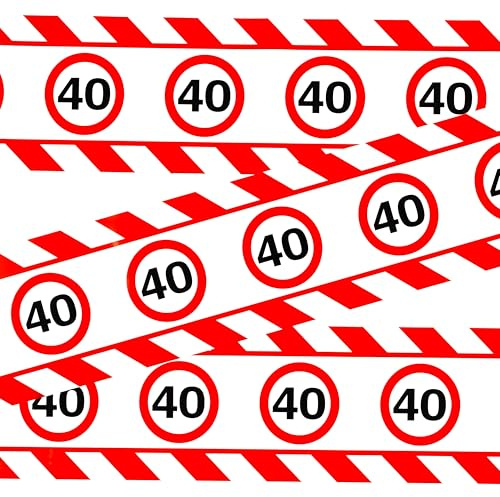 Tiwoca 40 Geburtstag Deko – lustiges Absperrband rot weiß mit Verkehrszeichen als originelle und witzige Geburtstagsdeko für einen gelungenen 40 Geburtstag Frauen oder Männer