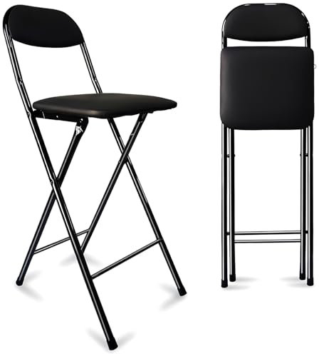 Klappbarer Barhocker,mit Rückenlehne Hohe Klappbar, Kapazität 75kg/165lb, Tragbarer Klapphocker Restaurant Garten Camping(75cm/30inch)