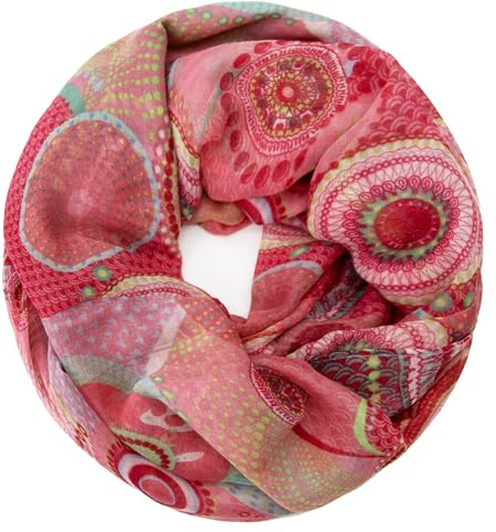 Gloop damscarf loop halsduk finstickad slinga med etno prickmönster, Röd-ljusröd, En Storlek