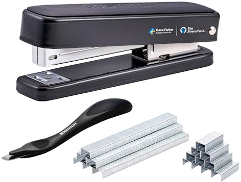 Bostitch Titan Heavy Duty Metal Stapler, 50 Sheet Capacity with 1250 Staples and Ergonomic Staple Remover, Jam Free Stapling, Full Strip Stapler for Desk, Office and Classroom, Black