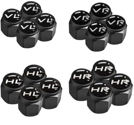 16 Stück Ventilkappen Auto, Universal Ventilkappen Schwarz Autoventil Kappe Ventilkappen Auto mit Beschriftung Reifenventilkappen Ventildeckel Set für PKW, SUV und Motorräder
