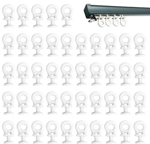 100 Pcs Curtain Track Gliders,Curtain Rail Gliders,Plastic White curtain track Hook Rollers,Suitable For Family Living Room,Bedroom And Other Living Spaces,Hotels