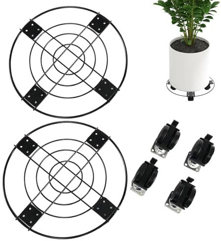 zwxqe Rolling Plant Stand with Wheels,Planter Holder Trolley, Portable Plant Support , Sturdy Indoor Outdoor Garden Patio Balcony Support Caster Base for Plants