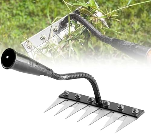 Rastrillo de malezas de acero al carbono resistente – Rastrillo de hierro para raspar, aflojar y deshierbar, rastrillo de metal para jardín, cuidado del césped (7 dientes)