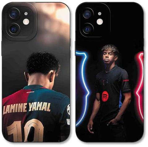 Yimctoie 2 Stück Cool Fußball Handyhülle für iPhone 12 Hülle 6,1,Mode FC Cartoon Spieler Muster Case für Fans,TPU Silikon Stoßfest Anti-Kratz Schutzhülle,Pattern