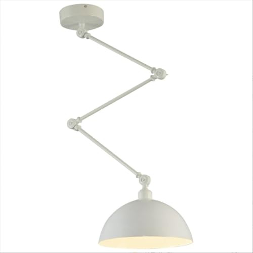 Mengjay Pendelleuchte Wohnzimmer Vintage,Lampenschirm Hängelampe Metall E27 Pendelleuchte Esstisch mit Verstellbarem Schwenkarm,Modern Esszimmerlampe Küchenlampe Hängend (Weiß)