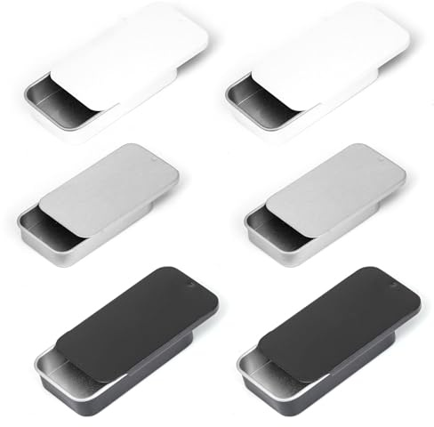 ShigKeu 6pcs Rectangular Tin with Slider Lid Mini Metal Storage Box Portable Containers for Jewelry Candy Key Hair Pins Storage