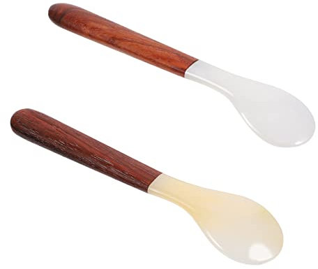Homoyoyo 2piezas Cucharas De Natural y Mango De Madera Para Postre Café Sopa Cucharas Para Mezclar y Servir Para Aperitivos y Helados