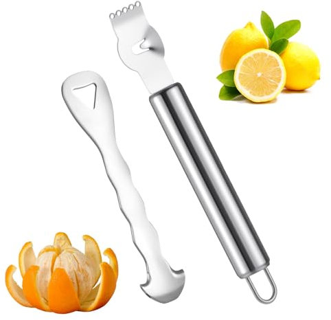 2 peladores de naranja, de acero inoxidable, mango largo, cortador ergonómico y seguro para naranjas, pomelos, limones, fácil de pelar