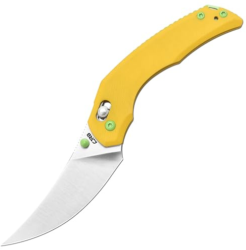 CJRB Nanner Folding Knife, 3.23 AR-RPM9 Steel Blade G10 Handle Pocket Knife for Men Women, Crossbar Lock EDC Knife for Camping Hiking, Designed by Dustin Rhodes(J1955 Yellow)