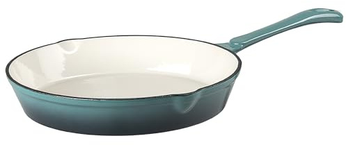 Prochef Enamelled Cast Iron Frying Pan 25cm – Heavy-Duty Skillet for Hob & Oven, Easy to Clean, All Hob Compatible, Ideal for Frying, Searing & Everyday Cooking, Teal