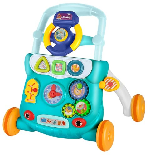 Lauflernhilfe für Babys, Kinderwagen, Frühlernzentrum für Babys, multifunktionales Lernspielzeug für Kleinkinder, Jungen, Mädchen, Grün